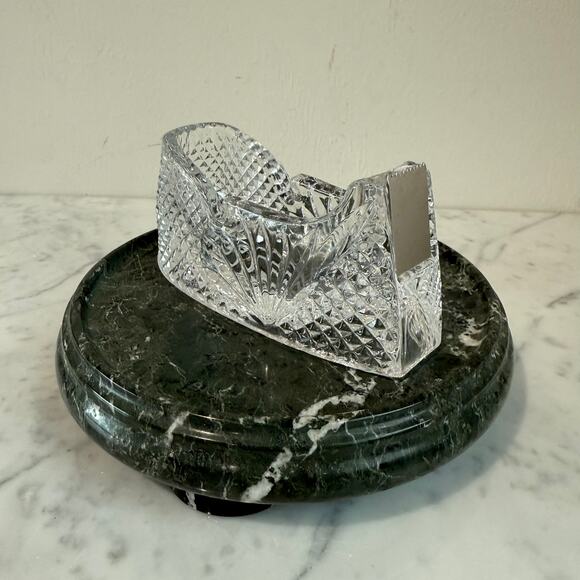 Godinger Crystal Scotch Tape Dispenser Cut Glass Office Desk Decor - Picture 1 of 6